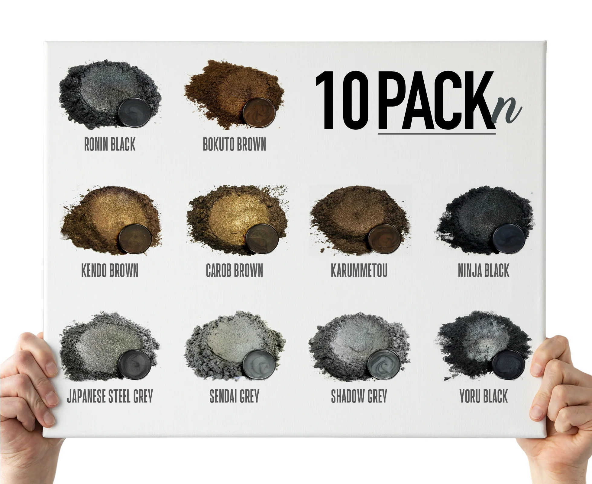 10 Color Pigment Powder Variety Pack Set N - Black / Brown / Grey - Image 2