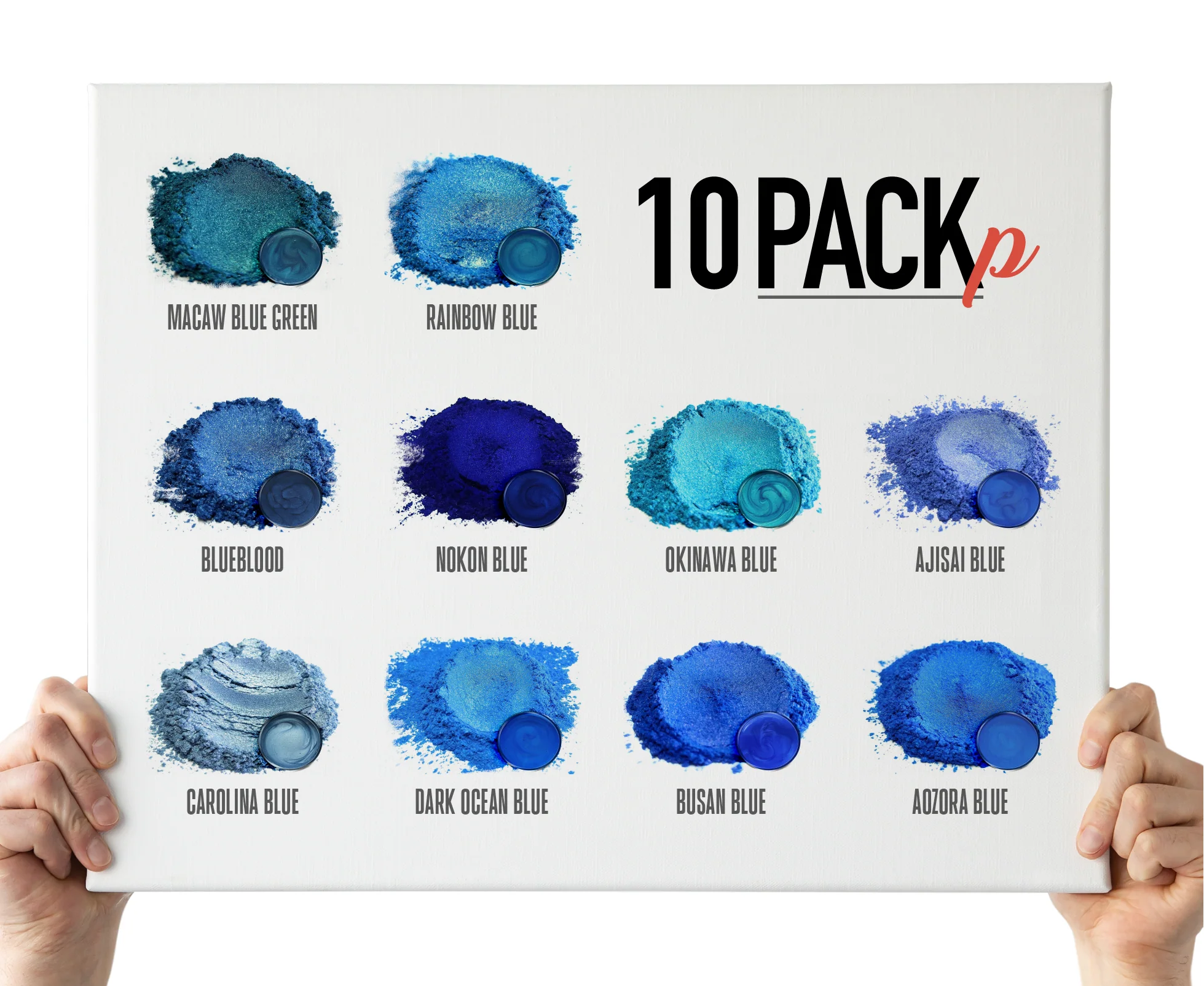 10 Color Pigment Powder Variety Pack Set P - Blues - Image 2