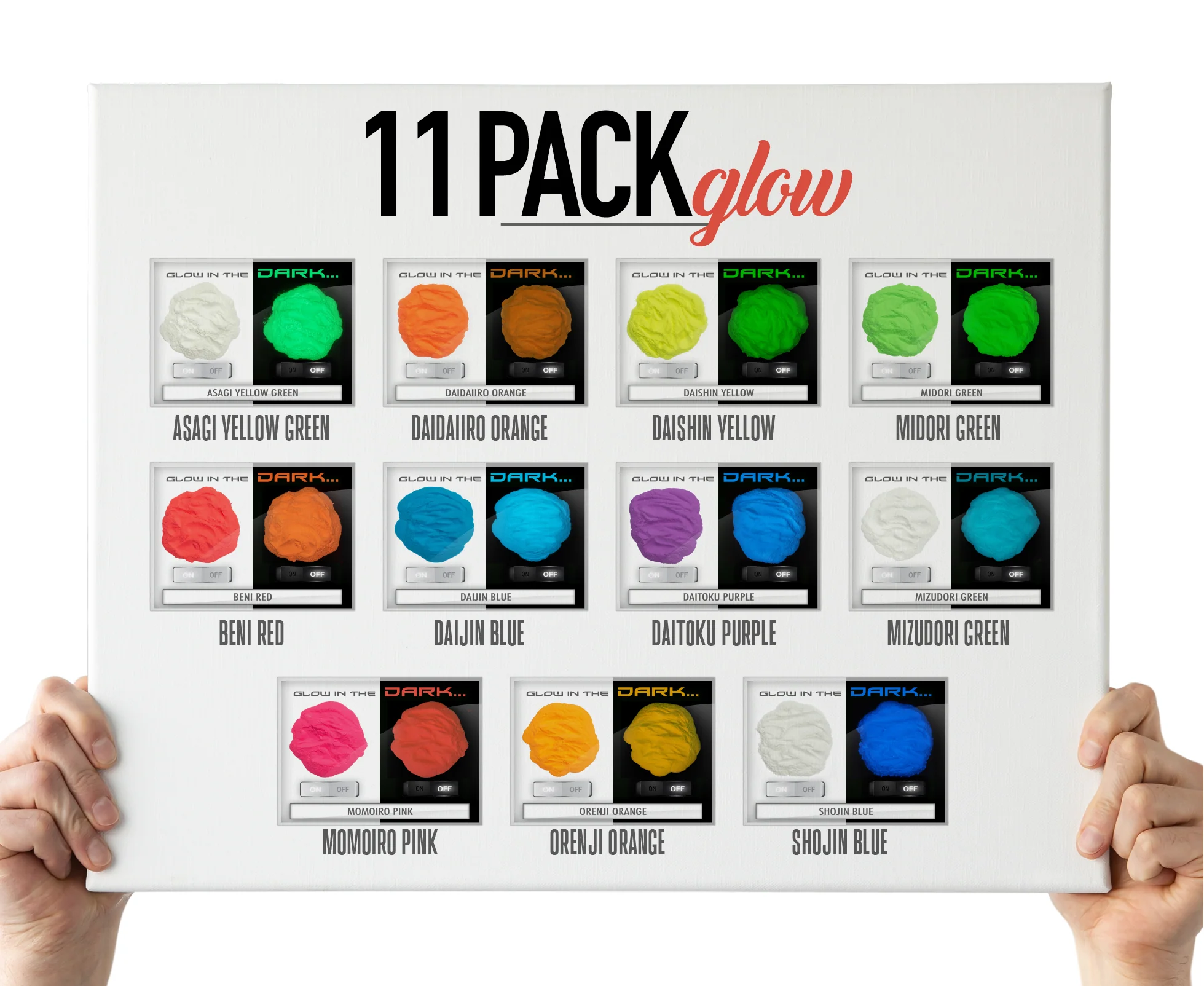 11 Color Glow in the Dark Pigment Powder Variety Pack Set - Image 2