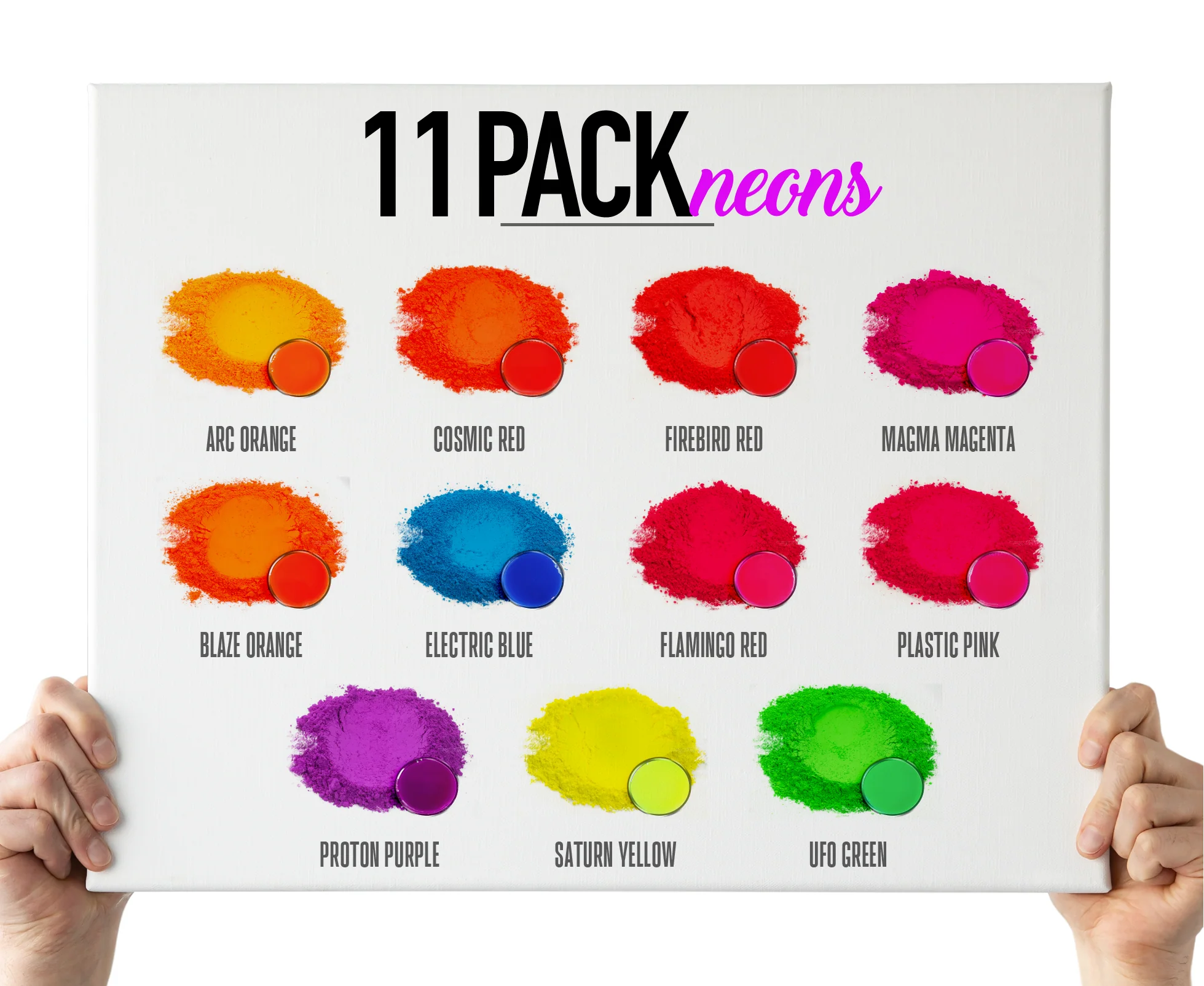 11 Color Neon Pigment Powder Variety Pack Set - Image 2