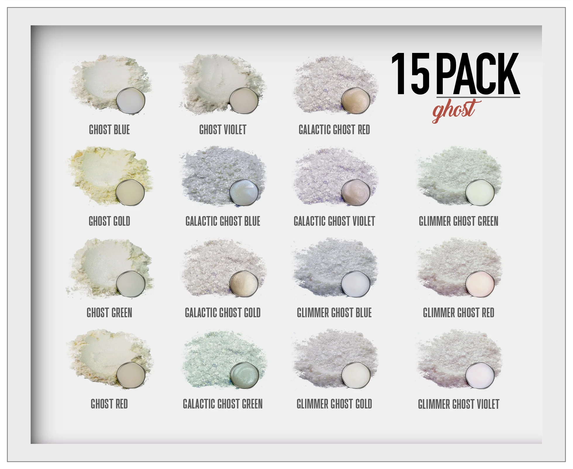 15 Color Ghosts Pigment Powder Variety Pack Set
